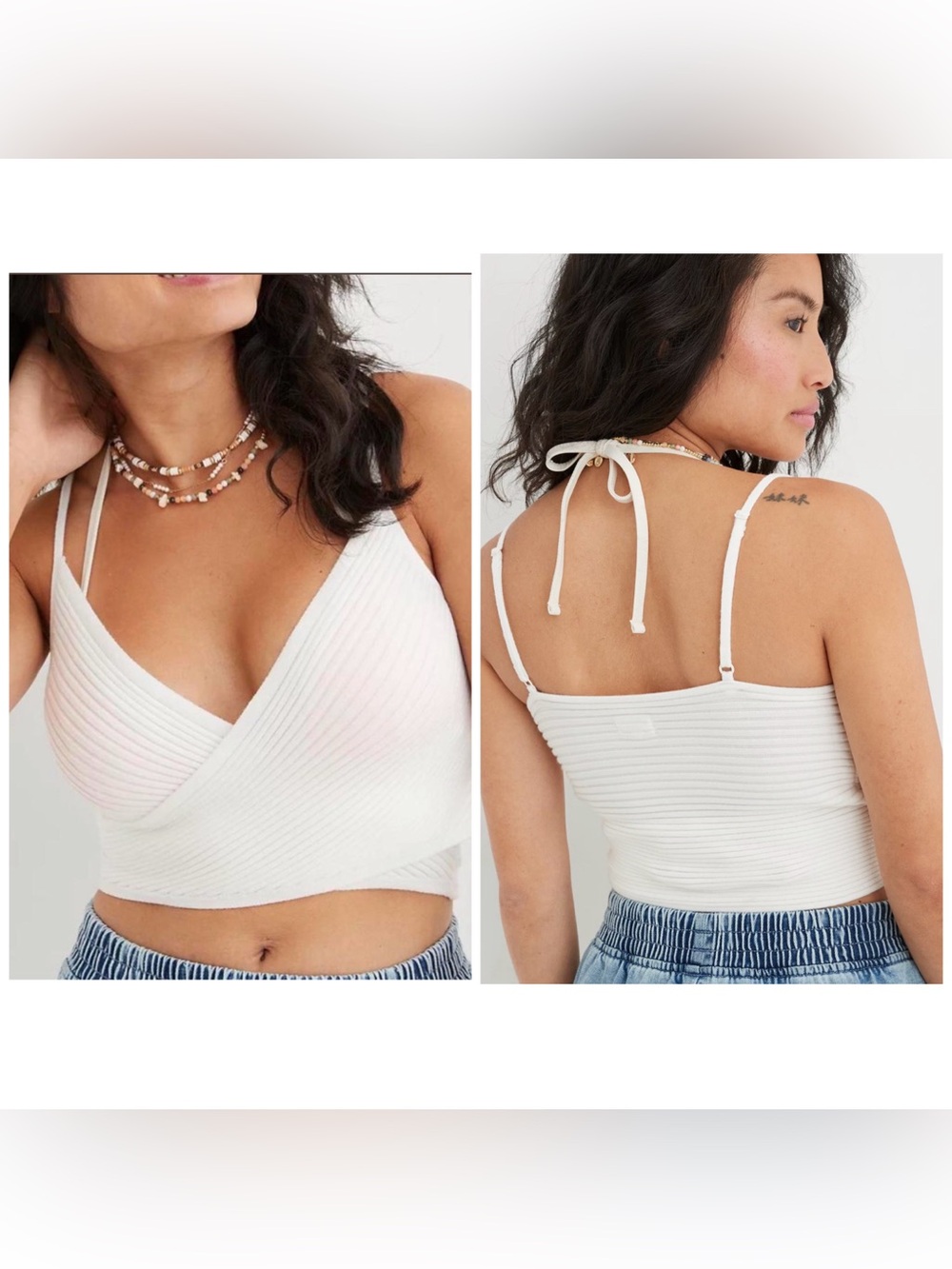 Aerie Cross Front Sweater Cropped Tank Top Size Medium